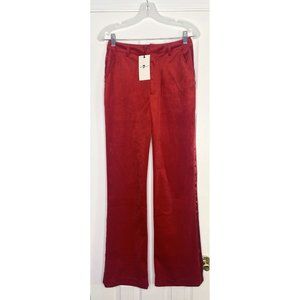 7‎ For All Mankind Women’s Velvet Wide Leg Flare Side Stripe Pants Red 2 New